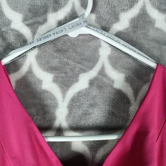 Vintage Laura Ashley Dress Size 10 Pink Cotton Puff Sleeve Maxi Fit Flare 80s - Picture 9 of 12